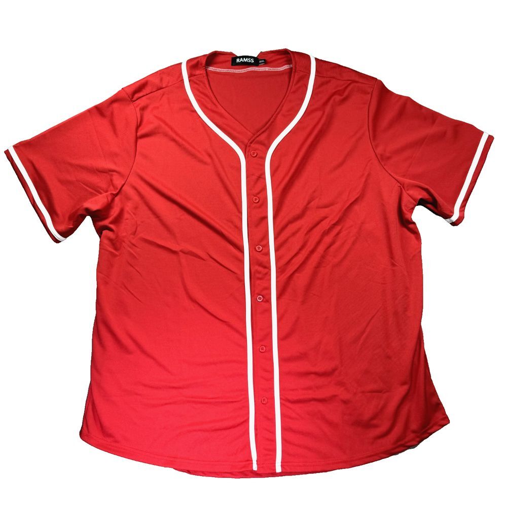 New RAMSS Jersey Shirt Mens 3XL Red Baseball‎ Hip Hop Skate RMSSBJY01